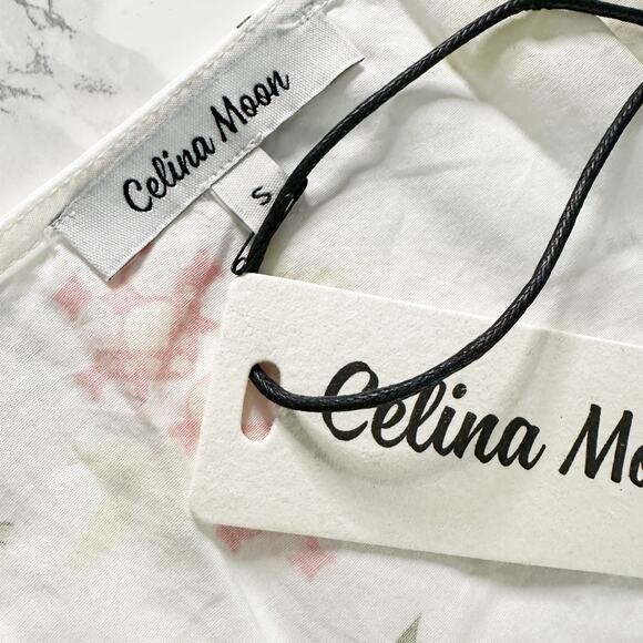 Celina Moon X Anthro Women’s Size Small Boho Floral Ruffle Cotton Maxi Dress NEW - Picture 16 of 16